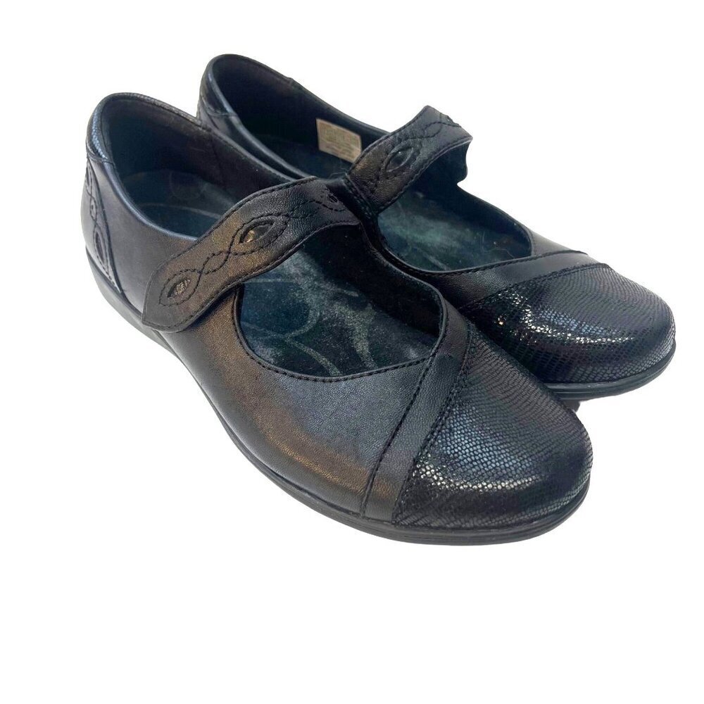 Aravon Leather Mary Jane Shoes Ladies Size 7 Black Color Preppy Cottage Core